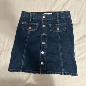 Zara denim mini skirt button front pockets trf